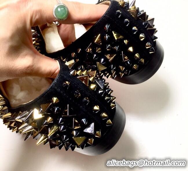 Original Cheap Christian Louboutin Dandelion Spikes Loafers Black 912056