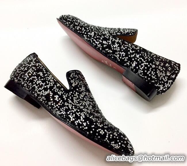 Best Product Christian Louboutin Dandelion Crystals Loafers Black 912057