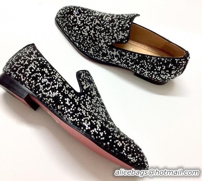 Best Product Christian Louboutin Dandelion Crystals Loafers Black 912057