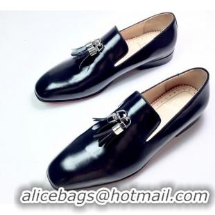 Discount Christian Louboutin Dandelion Tassel Loafers in Black Leather 912059