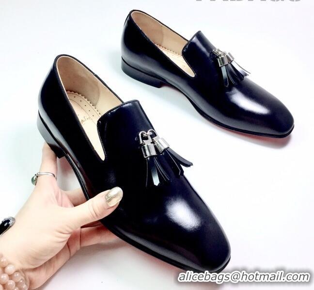 Discount Christian Louboutin Dandelion Tassel Loafers in Black Leather 912059