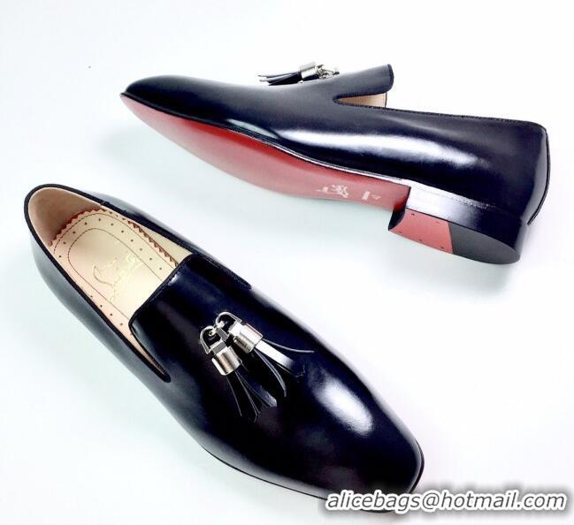 Discount Christian Louboutin Dandelion Tassel Loafers in Black Leather 912059