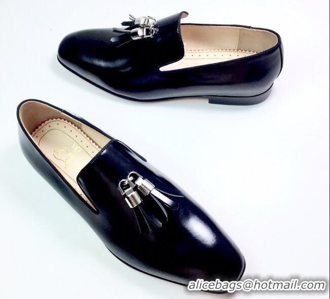 Discount Christian Louboutin Dandelion Tassel Loafers in Black Leather 912059