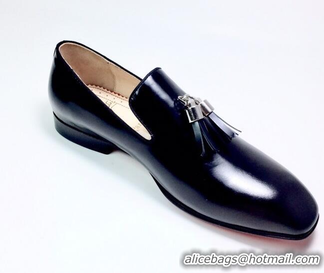 Discount Christian Louboutin Dandelion Tassel Loafers in Black Leather 912059