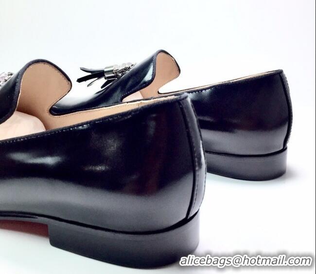 Discount Christian Louboutin Dandelion Tassel Loafers in Black Leather 912059