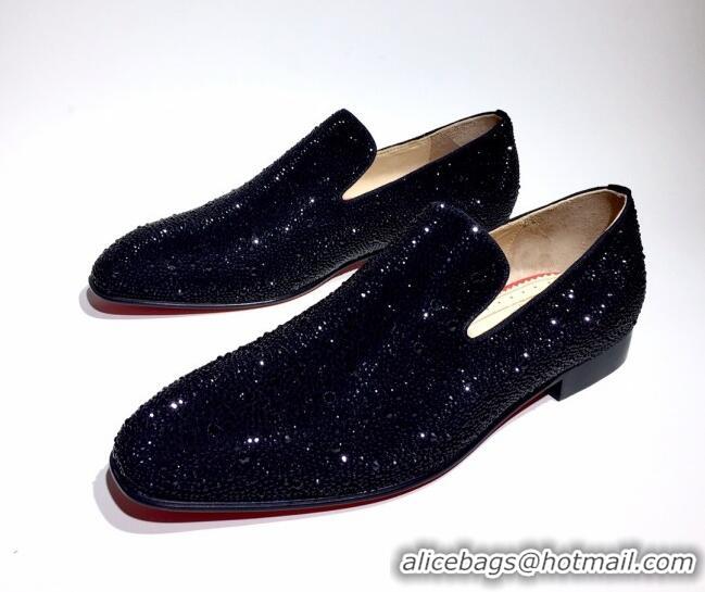 Trendy Design Christian Louboutin Dandelion Crystals Loafers Black 912060