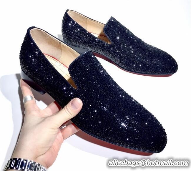 Trendy Design Christian Louboutin Dandelion Crystals Loafers Black 912060