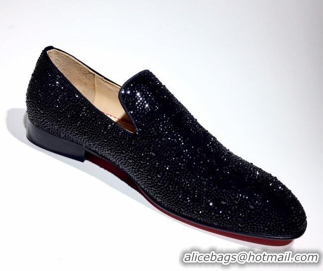 Trendy Design Christian Louboutin Dandelion Crystals Loafers Black 912060