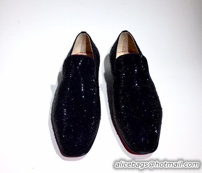 Trendy Design Christian Louboutin Dandelion Crystals Loafers Black 912060