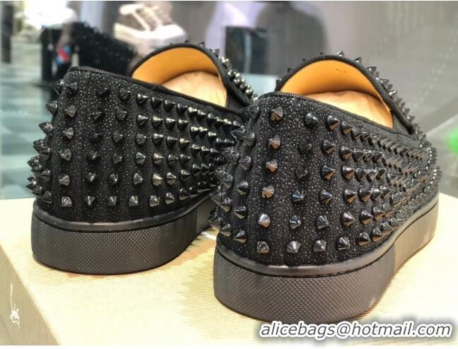 Stylish Christian Louboutin Roller-Boat Flat Shoes Black 912062