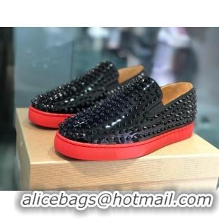 Low Cost Christian Louboutin Roller-Boat Flat Shoes Black 912063