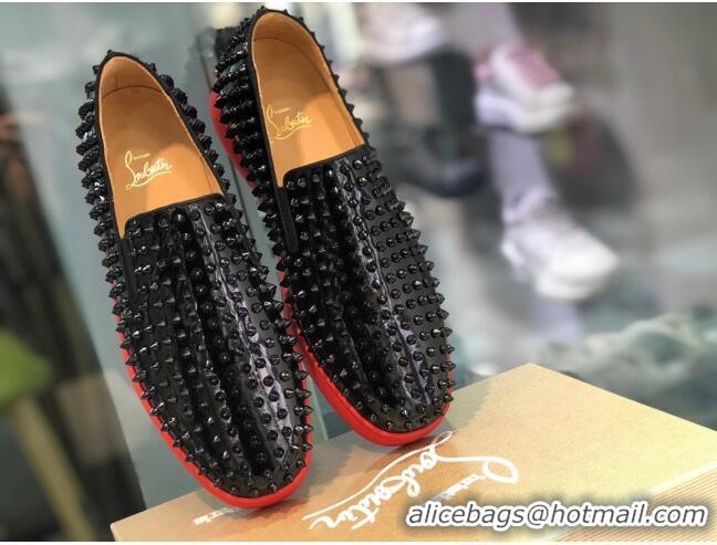 Low Cost Christian Louboutin Roller-Boat Flat Shoes Black 912063