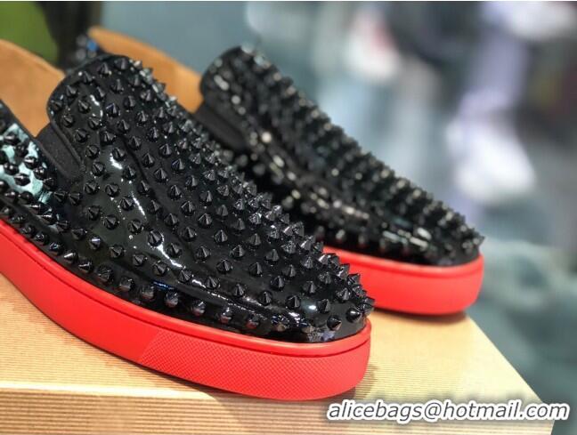 Low Cost Christian Louboutin Roller-Boat Flat Shoes Black 912063