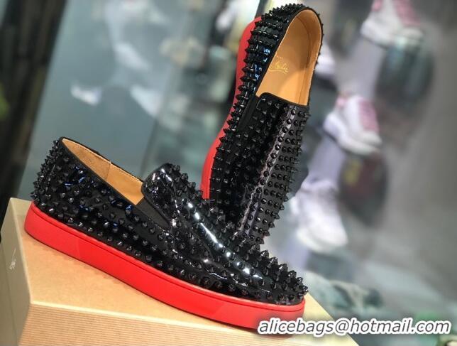 Low Cost Christian Louboutin Roller-Boat Flat Shoes Black 912063