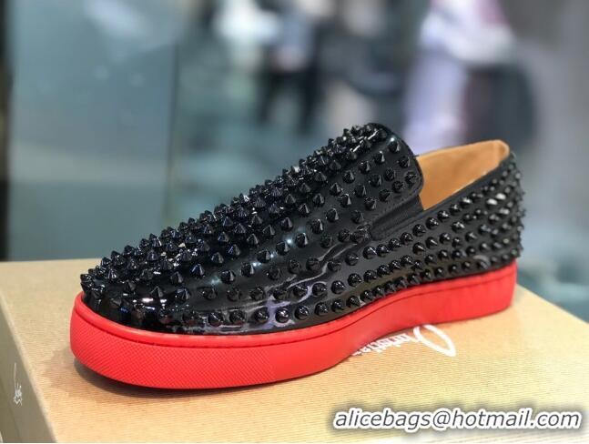 Low Cost Christian Louboutin Roller-Boat Flat Shoes Black 912063