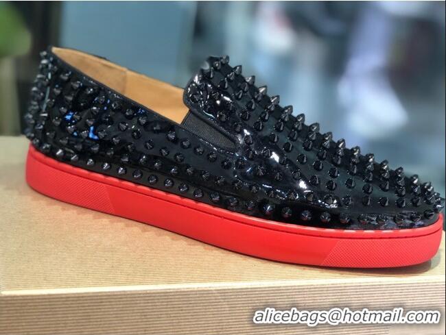 Low Cost Christian Louboutin Roller-Boat Flat Shoes Black 912063