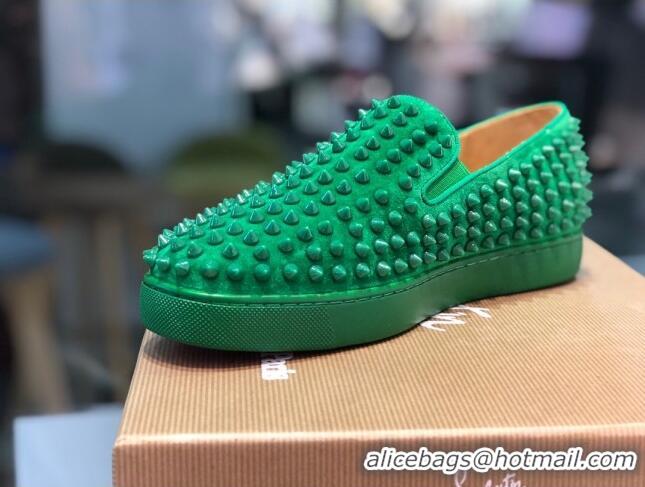 Shop Duplicate Christian Louboutin Roller-Boat Flat Shoes Green 912064