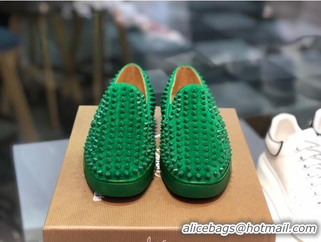 Shop Duplicate Christian Louboutin Roller-Boat Flat Shoes Green 912064