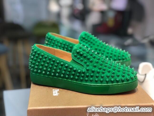 Shop Duplicate Christian Louboutin Roller-Boat Flat Shoes Green 912064