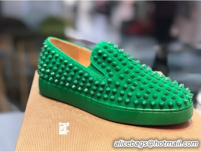 Shop Duplicate Christian Louboutin Roller-Boat Flat Shoes Green 912064