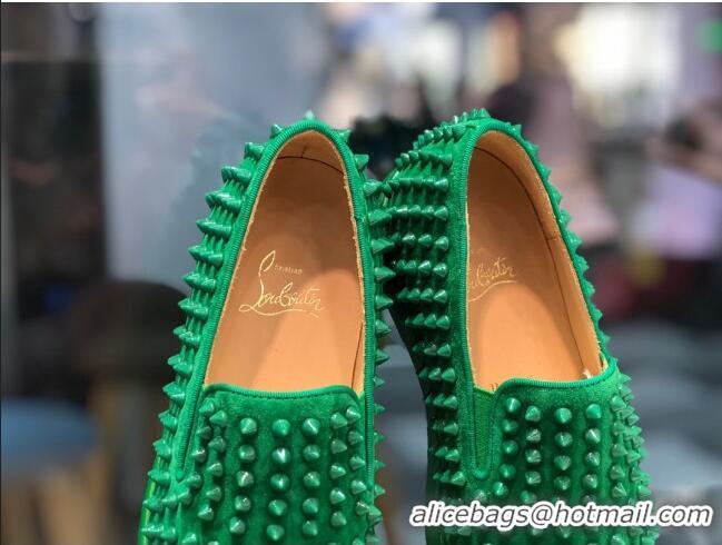 Shop Duplicate Christian Louboutin Roller-Boat Flat Shoes Green 912064