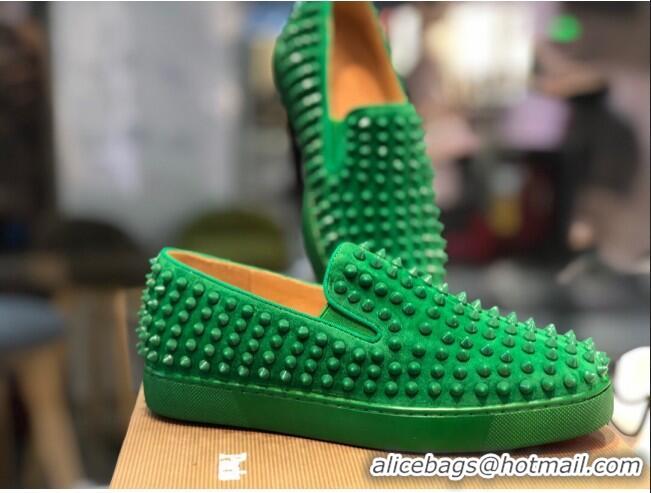 Shop Duplicate Christian Louboutin Roller-Boat Flat Shoes Green 912064