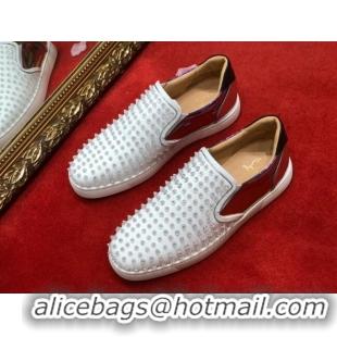 Top Design Christian Louboutin Roller-Boat Flat Shoes White 912067