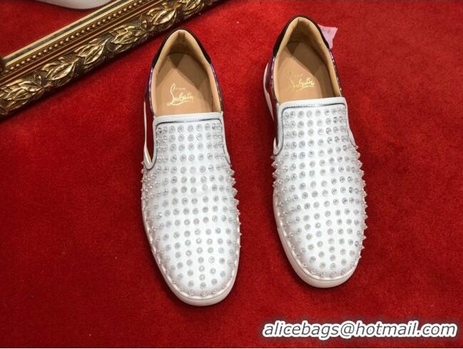 Top Design Christian Louboutin Roller-Boat Flat Shoes White 912067