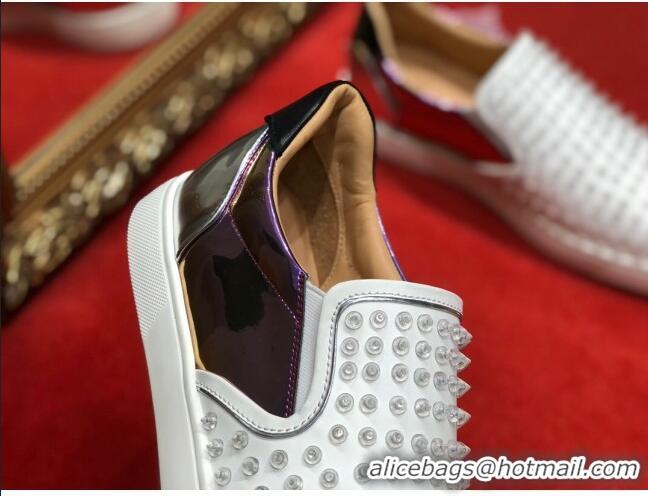 Top Design Christian Louboutin Roller-Boat Flat Shoes White 912067