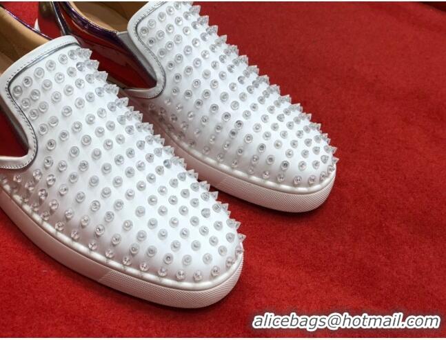 Top Design Christian Louboutin Roller-Boat Flat Shoes White 912067