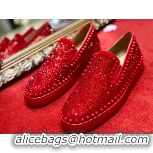 Stylish Christian Louboutin Pik Boat Flat Shoes Red 912068