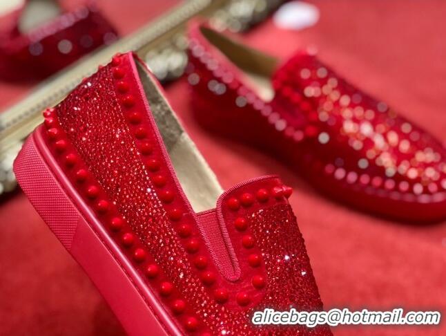 Stylish Christian Louboutin Pik Boat Flat Shoes Red 912068