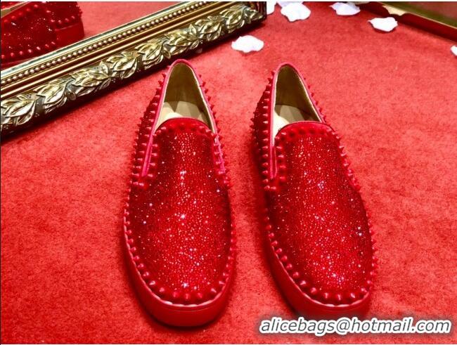 Stylish Christian Louboutin Pik Boat Flat Shoes Red 912068