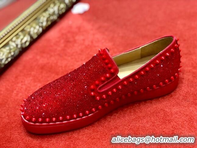 Stylish Christian Louboutin Pik Boat Flat Shoes Red 912068