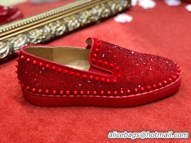 Stylish Christian Louboutin Pik Boat Flat Shoes Red 912068