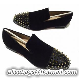 Low Price Christian Louboutin Dandelion Spikes Loafers 9285 Black 928077