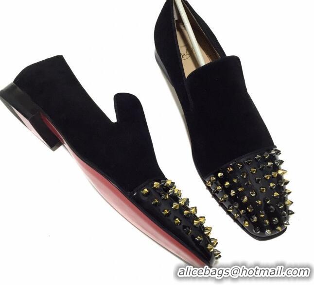 Low Price Christian Louboutin Dandelion Spikes Loafers 9285 Black 928077