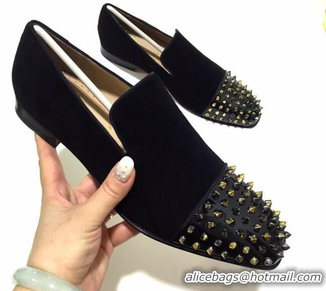 Low Price Christian Louboutin Dandelion Spikes Loafers 9285 Black 928077