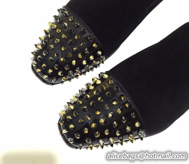 Low Price Christian Louboutin Dandelion Spikes Loafers 9285 Black 928077