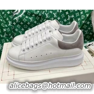 Good Product Alexander McQueen Oversized Sneakers in White Silky Calfskin with Grey Suede Back 072303