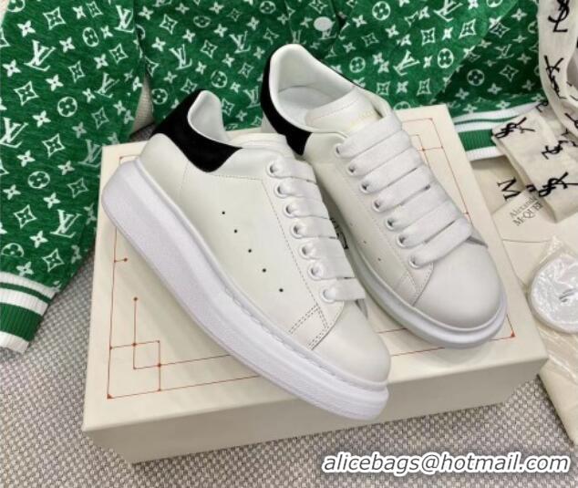 Leisure Alexander McQueen Oversized Sneakers in White Silky Calfskin with Black Suede Back 072306