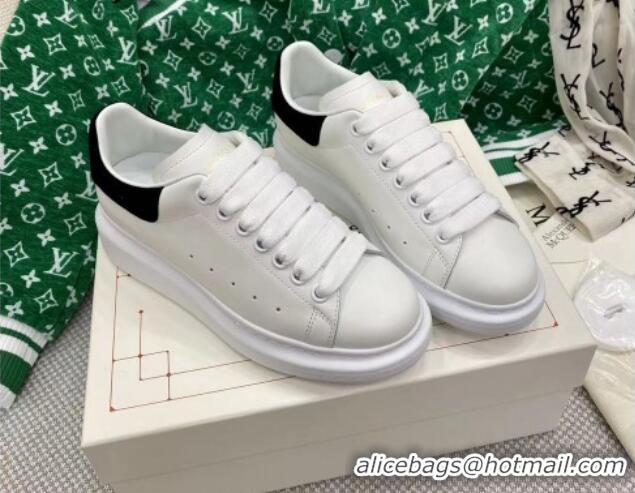 Leisure Alexander McQueen Oversized Sneakers in White Silky Calfskin with Black Suede Back 072306