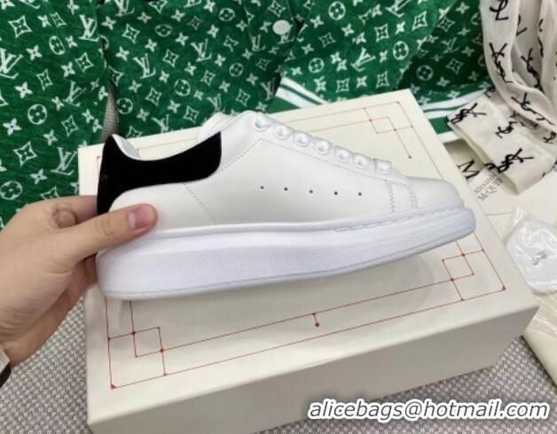 Leisure Alexander McQueen Oversized Sneakers in White Silky Calfskin with Black Suede Back 072306