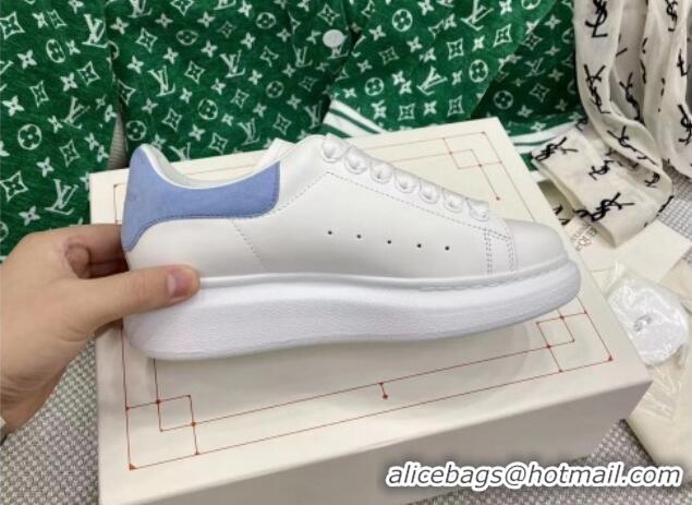 Best Product Alexander McQueen Oversized Sneakers in White Silky Calfskin with Light Blue Suede Back 072307