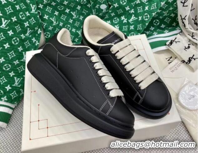 Pretty Style Alexander McQueen Oversized Sneakers in Black Silky Calfskin 072313