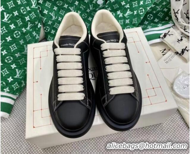 Pretty Style Alexander McQueen Oversized Sneakers in Black Silky Calfskin 072313