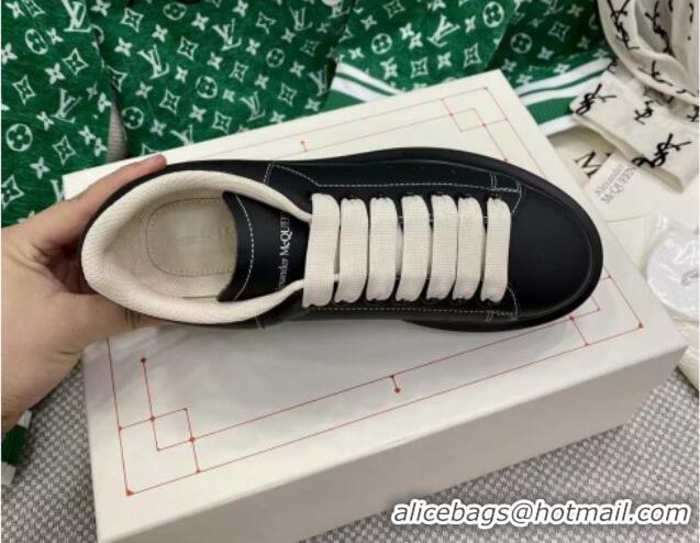 Pretty Style Alexander McQueen Oversized Sneakers in Black Silky Calfskin 072313