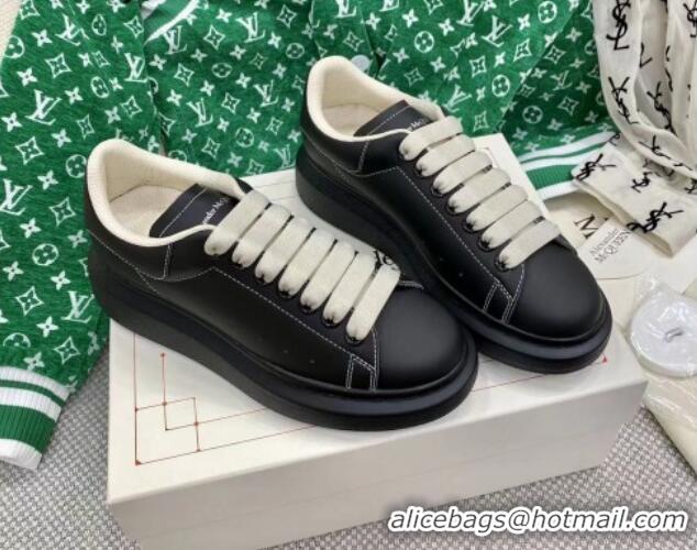 Pretty Style Alexander McQueen Oversized Sneakers in Black Silky Calfskin 072313