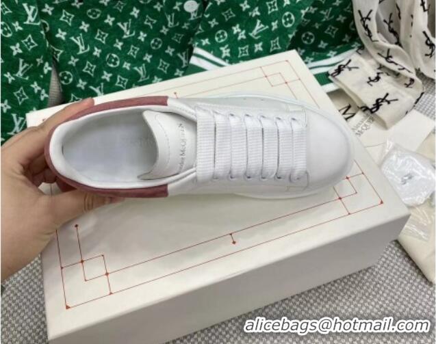 Popular Style Alexander McQueen Oversized Sneakers in White Silky Calfskin with Powder Pink Suede Back 072317