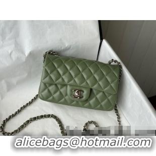 Trendy Design Chanel Lambskin Classic Mini Flap Bag A69900 Tea Green/Silver 2022